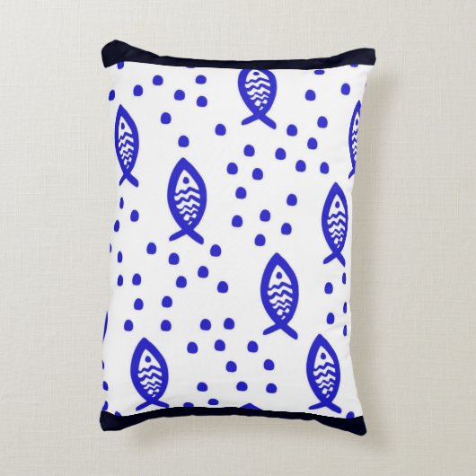 海洋テーマ航海の要素魚のストライプ気泡 アクセントクッション (裏面(縦))