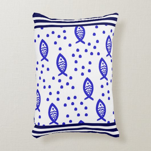 海洋テーマ航海の要素魚のストライプ気泡 アクセントクッション (正面(垂直))