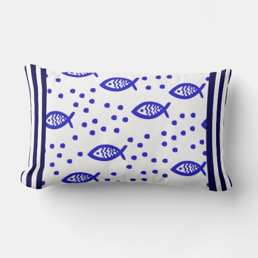 海洋テーマ航海の要素魚のストライプ気泡 ランバークッション (正面)