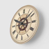 海洋ヴィンテージウッドヘルム ラウンド壁時計 (傾斜)