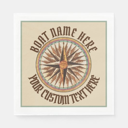 海洋ヴィンテージコンパスバラカスタム スタンダードランチョンナプキン (正面)