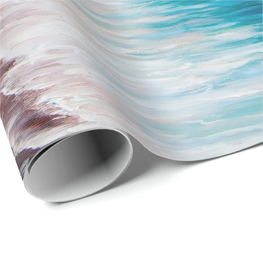 海洋上空の美しい紫色の夕日の油絵 ラッピングペーパー (ロールコーナー)