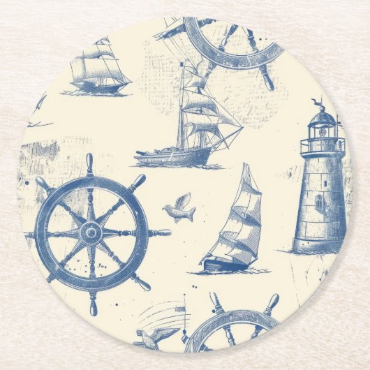 海洋元素付きコースター ラウンドペーパーコースター (正面)