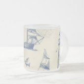 海洋元素入りガラスカップ フロストグラスマグカップ (正面右)