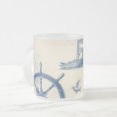 海洋元素入りガラスカップ フロストグラスマグカップ (正面左)