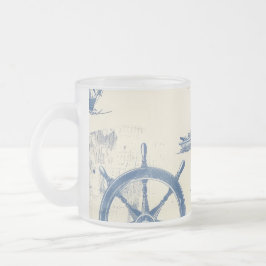 海洋元素入りガラスカップ フロストグラスマグカップ