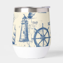 海洋元素入りセラミック製サーモマグカップ