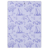 海洋動物と帆船1ラインスケッチパターン クリップボード (裏面)