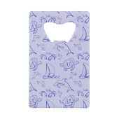 海洋動物と帆船1ラインスケッチパターン クレジットカード栓抜き (正面)