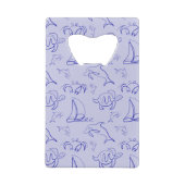 海洋動物と帆船1ラインスケッチパターン クレジットカード栓抜き (裏面)