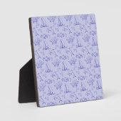 海洋動物と帆船1ラインスケッチパターン フォトプラーク (正面)