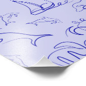 海洋動物と帆船1ラインスケッチパターン フォトプリント            (角)