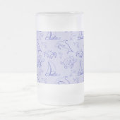 海洋動物と帆船1ラインスケッチパターン フロストグラスビールジョッキ (中央)