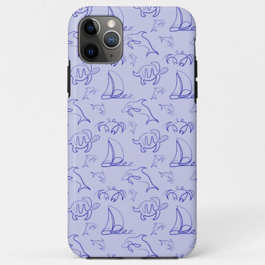 海洋動物と帆船1ラインスケッチパターン Case-Mate iPhoneケース (裏面)
