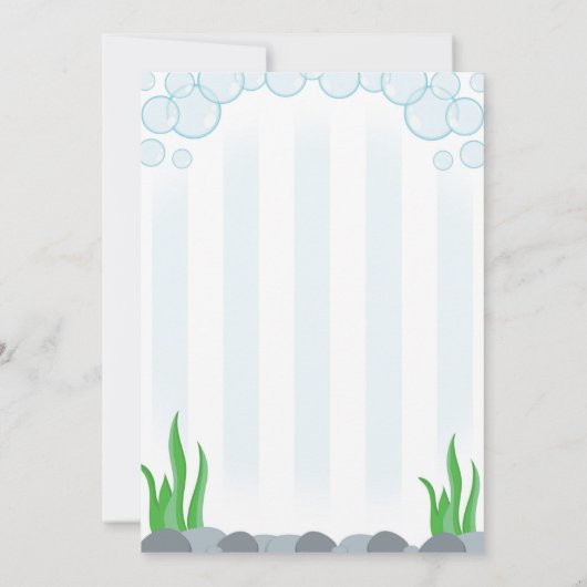 海洋動物の誕生日のパーティの招待状の下 招待状 (裏面)