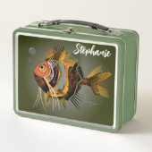 海洋動物の魚をパーソナライズカラフルする メタルランチボックス (正面)