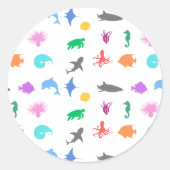 海洋動物パターン（の模様が）ある ラウンドシール (正面)