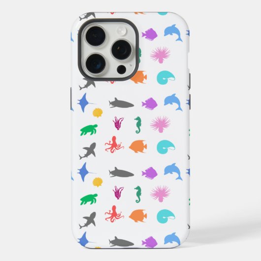 海洋動物パターン（の模様が）ある iPhoneケース (裏面)