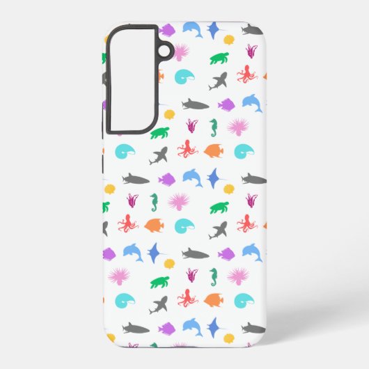 海洋動物パターン（の模様が）ある SAMSUNG GALAXYケース (裏面)