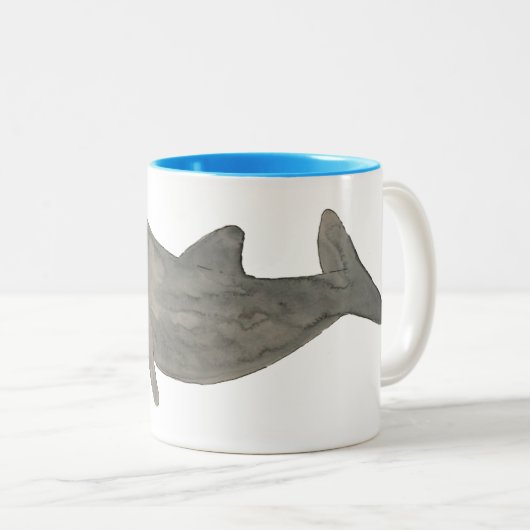 海洋哺乳類の水の色のボトレンソウイルカ ツートーンマグカップ (正面右)