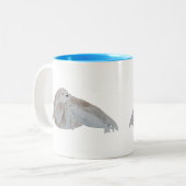 海洋哺乳類の水の色の母ベビーハープシール ツートーンマグカップ (正面左)