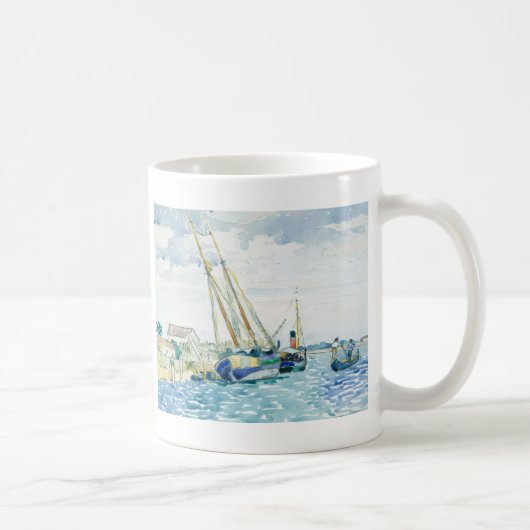 海洋場面ボートはベニスに近づきます コーヒーマグカップ (右)