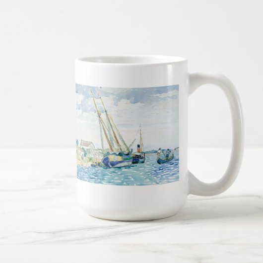 海洋場面ボートはベニスに近づきます コーヒーマグカップ (右)