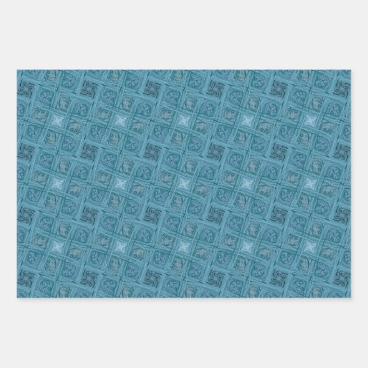 海洋幾何学的シームレスパターン ラッピングペーパーシート (正面)