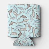 海洋性水彩魚の青い白黒灰色 缶クーラー (裏面)