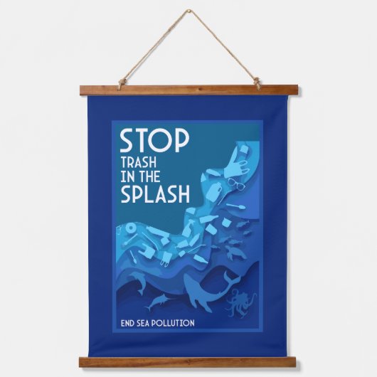 海洋汚染を終わらせる 吊り下げ型タペストリー (正面)