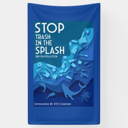 海洋汚染を終わらせる 横断幕 (縦)