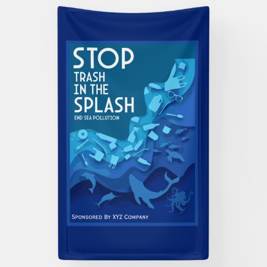 海洋汚染を終わらせる 横断幕 (縦)