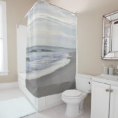 海洋波および砂浜 シャワーカーテン (インサイチュ)