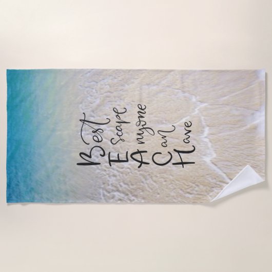 海洋波を持つビーチの略称のおもしろいのフォント ビーチタオル (正面)