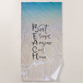 海洋波を持つビーチの略称のおもしろいのフォント ビーチタオル