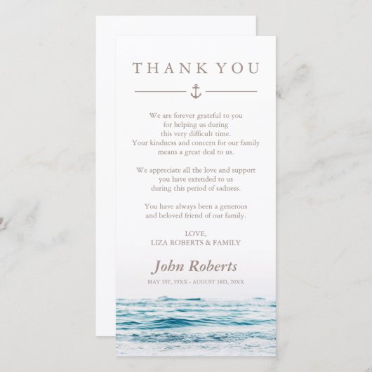 海洋波|の航海のな悔やみや弔慰は感謝していしています サンキューカード (正面/裏面)