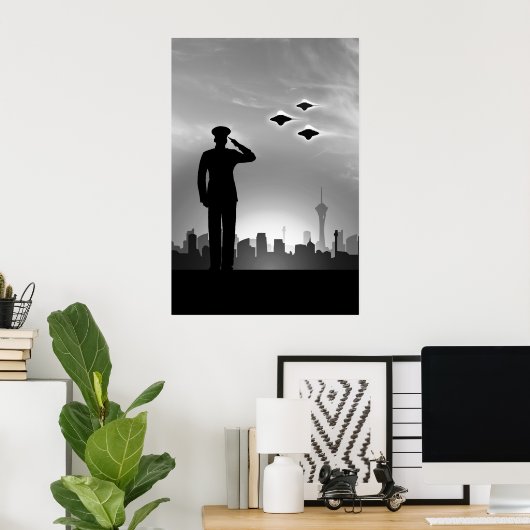 海洋海水淡水化UFOプリント ポスター (ホームオフィス)