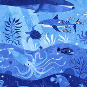 海洋深度ゾーン - 海中の動物たち L ラッピングペーパー