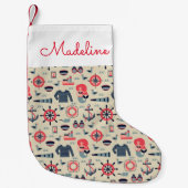海洋生命パターン|名前の追加 スモールクリスマスストッキング (正面)