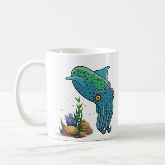 海洋生息地のサンゴと泡で可愛いコーヒー コーヒーマグカップ (左)