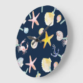 海洋生物といかり（暗）大時計 ラージ壁時計 (傾斜)