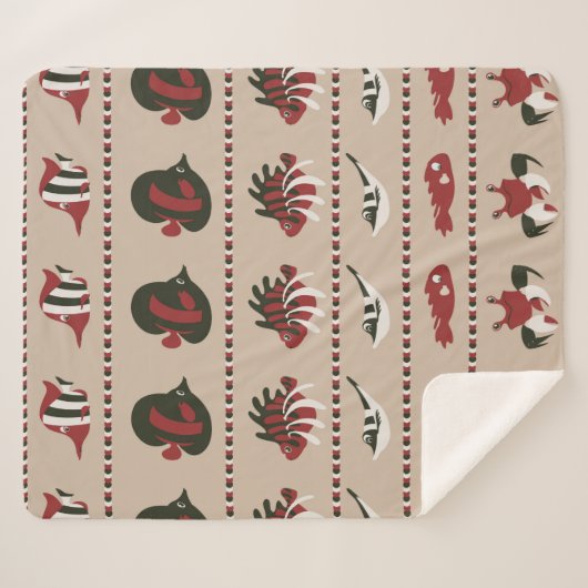 海洋生物とのシームレスな背景 – カニとディ シェルパブランケット (正面(横))