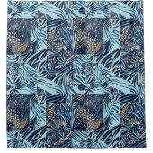 海洋生物と植物性抽象芸術パターンデザイン シャワーカーテン (正面)