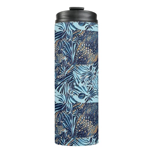 海洋生物と植物性抽象芸術パターンデザイン タンブラー (正面)