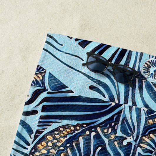 海洋生物と植物性抽象芸術パターンデザイン ビーチタオル (インサイチュ)