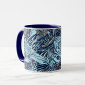 海洋生物と植物性抽象芸術パターンデザイン マグカップ (正面左)