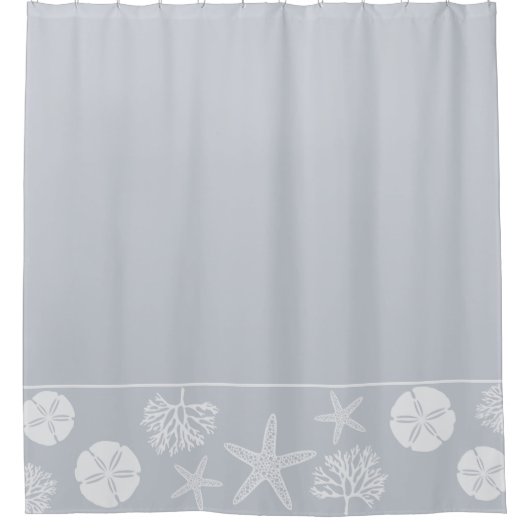 海洋生物のシルエット(沿岸灰色) シャワーカーテン (正面)