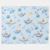 海洋生物の下 フリースブランケット (正面(横))