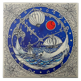 海洋生物の伝統的な陶芸アート No.7 タイル