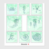 海洋生物の水彩ステッカーセット シール (シート)